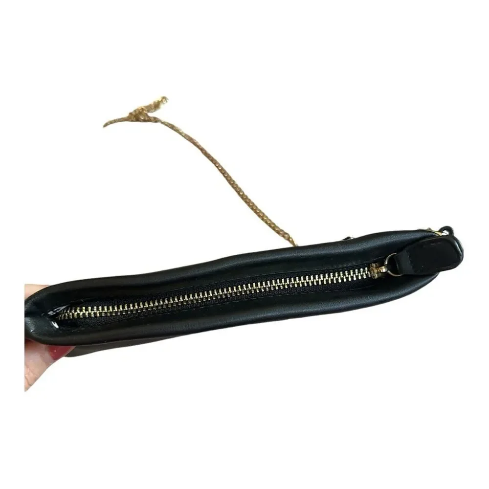 Aitbags Elegant Clutch/Crossbody Handbag. Black w gold accents. Removable chain - Picture 8 of 8